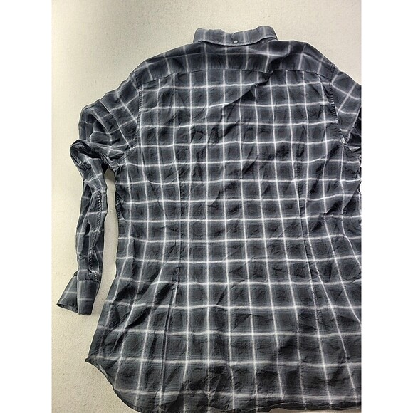 John Varvatos U.S.A Men XL Black Plaid Casual Button Down Shirt Lightweight LS - Picture 9 of 10
